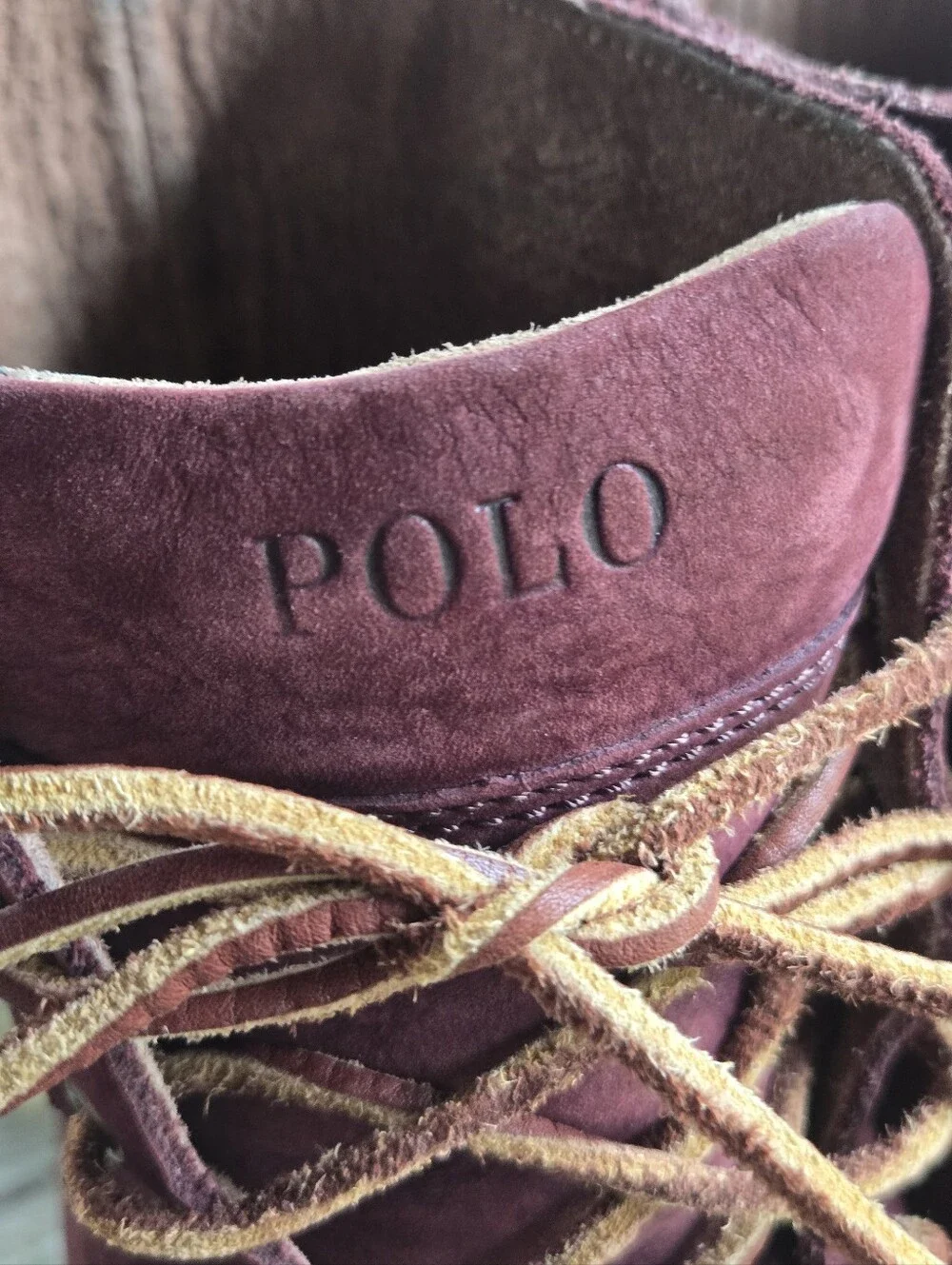 Polo Ralph Lauren Ranger Burgundy Leather Lace-up Boot Size 11